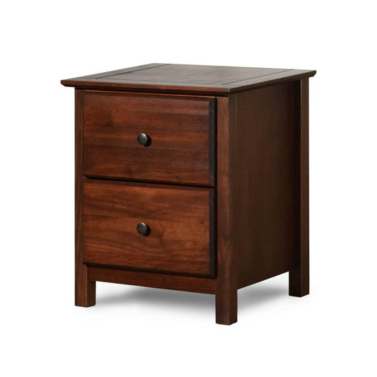 Farmhouse Solid Pine Wood 2 Drawer Nightstand in Cherry Finish - Loft&Timber
