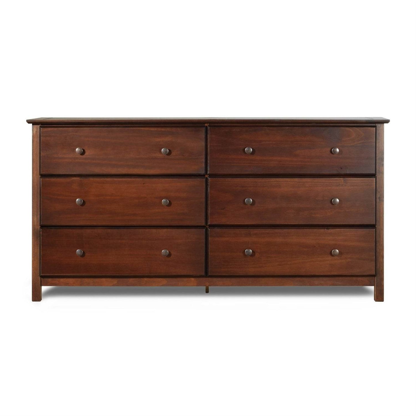 Farmhouse Solid Pine Wood 6 Drawer Dresser in Cherry Finish - Loft&Timber