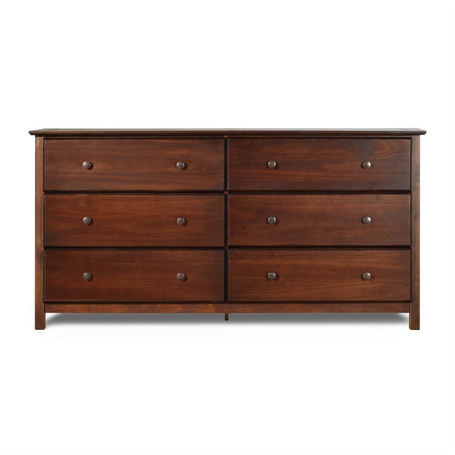 Farmhouse Solid Pine Wood 6 Drawer Dresser in Cherry Finish - Loft&Timber