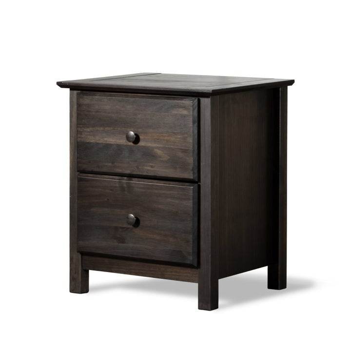 Farmhouse Solid Pine Wood 2 Drawer Nightstand in Espresso - Loft&Timber