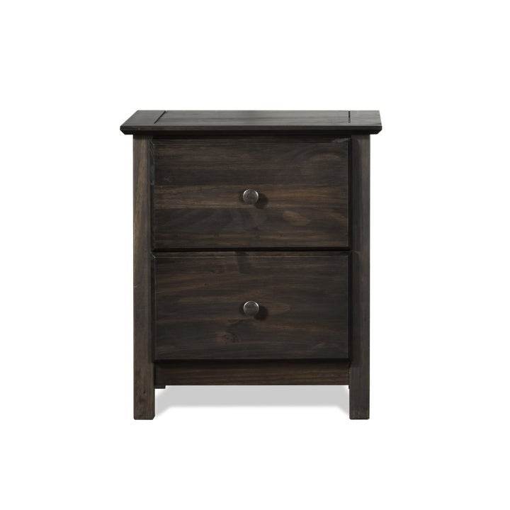 Farmhouse Solid Pine Wood 2 Drawer Nightstand in Espresso - Loft&Timber