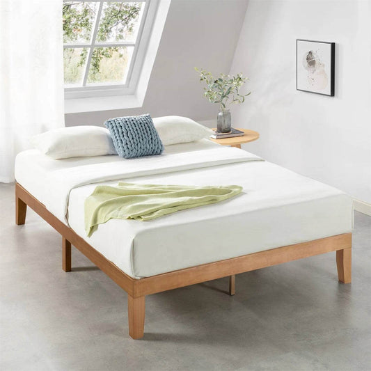 Full size Solid Wood Platform Bed Frame in Natural Wooden Finish - Loft&Timber