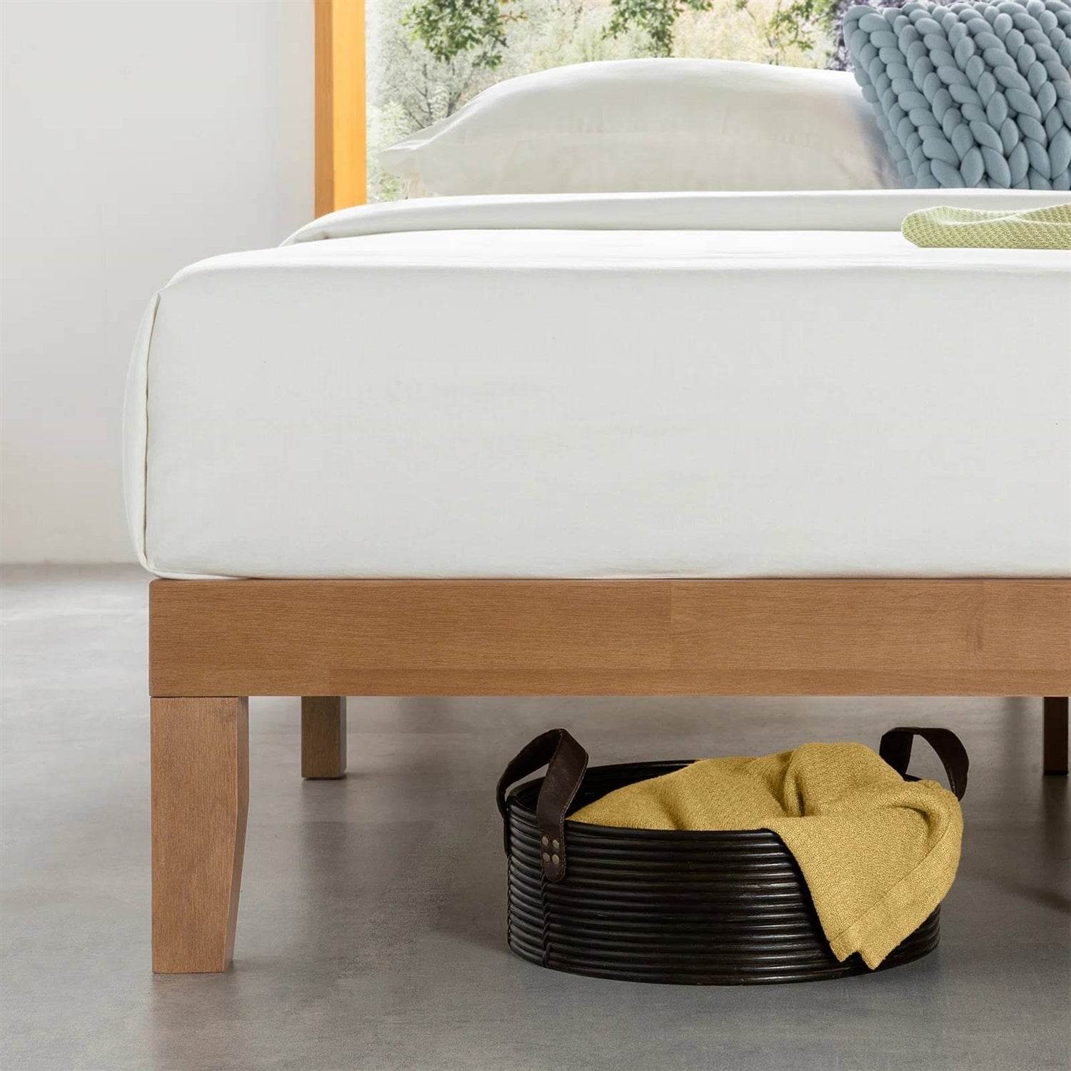 Full size Solid Wood Platform Bed Frame in Natural Wooden Finish - Loft&Timber