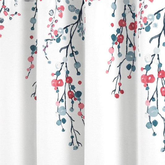 72-inch White Blue Coral Watercolor Floral Shower Curtain - Loft&Timber