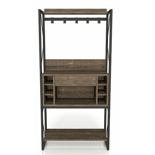 Farmhouse Oak Iron Baker's Wine Storage Rack - Loft&Timber
