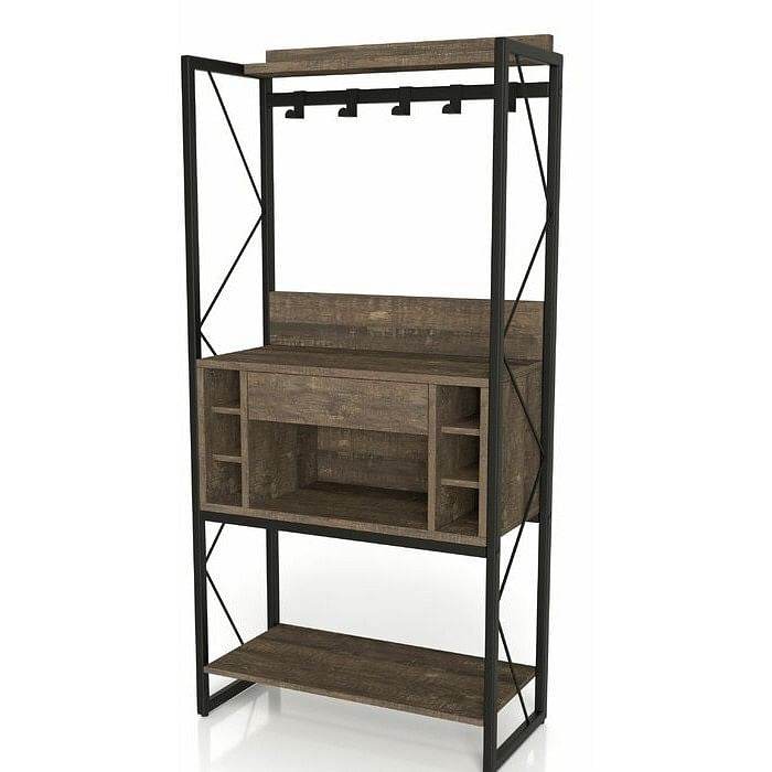 Farmhouse Oak Iron Baker's Wine Storage Rack - Loft&Timber