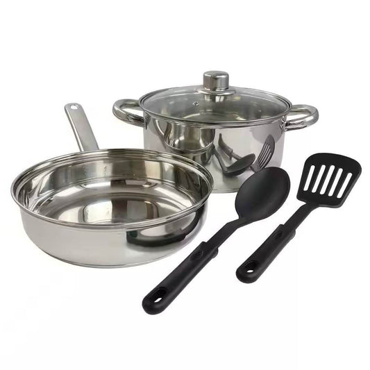 5-Piece Stainless Steel Cookware Set with 4-Qt. Dutch Oven Saucepan and Spatula - Loft&Timber
