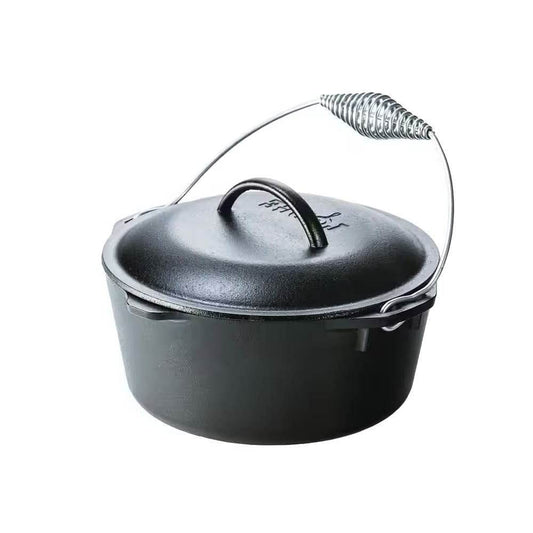 5-Quart Seasoned Cast Iron Dutch Oven with Lid and Spiral Wire Handle - Loft&Timber