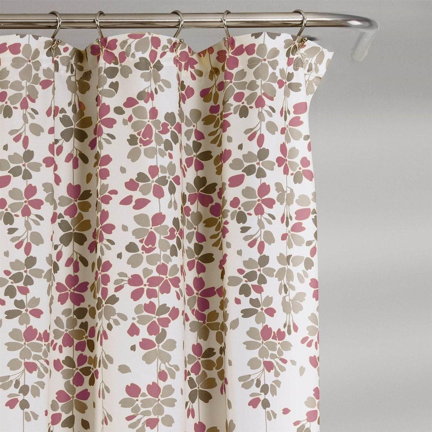 72-inch Tan Purple Grey Floral Flowers Shower Curtain - Loft&Timber