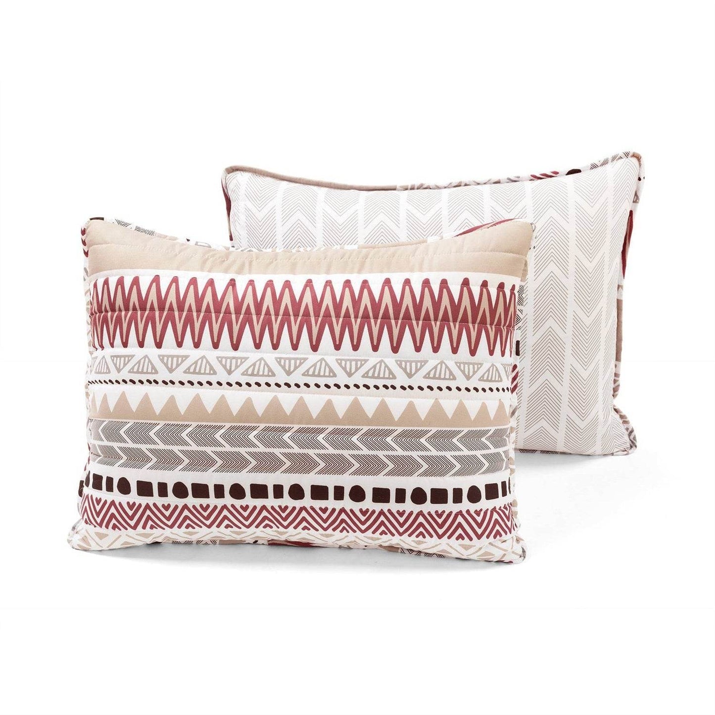 Full/Queen Lightweight Rustic Red Chevron Stripe Reversible 3 Piece Quilt Set - Loft&Timber