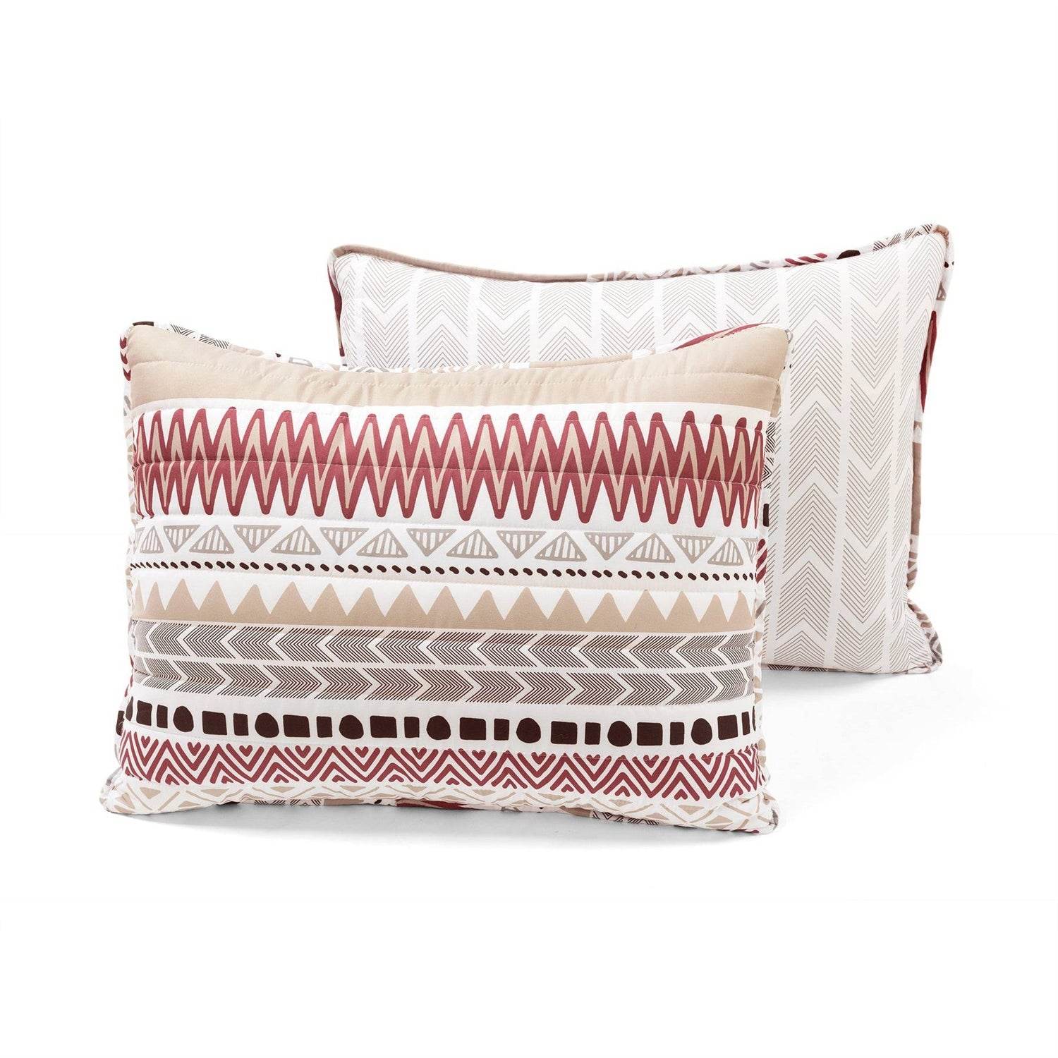Full/Queen Lightweight Rustic Red Chevron Stripe Reversible 3 Piece Quilt Set - Loft&Timber
