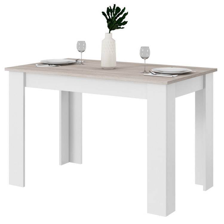 47-inch Kitchen Dining Table or Computer Desk in White Light Grey Wood Finish - Loft&Timber