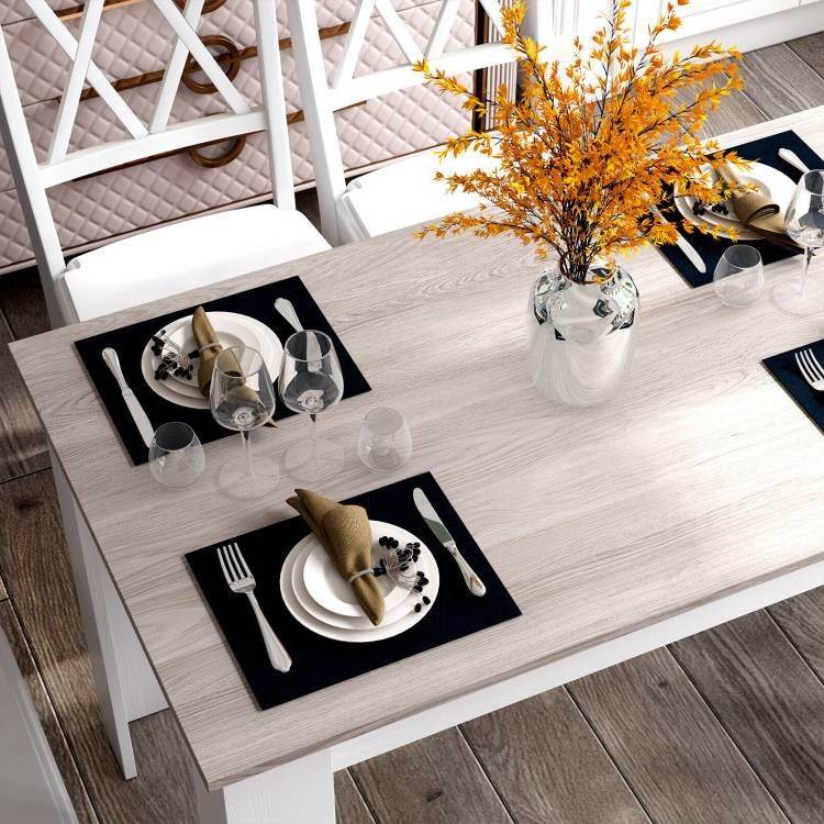 47-inch Kitchen Dining Table or Computer Desk in White Light Grey Wood Finish - Loft&Timber