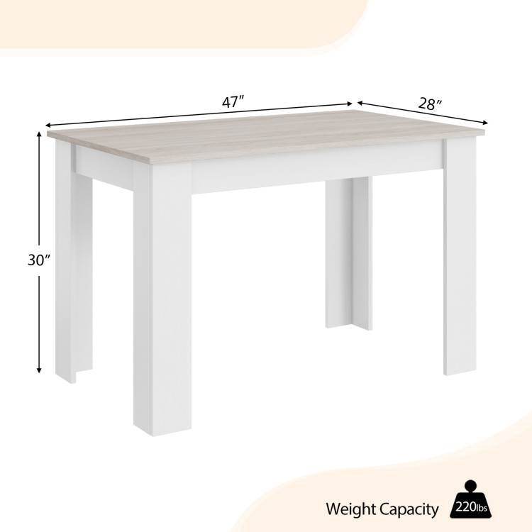 47-inch Kitchen Dining Table or Computer Desk in White Light Grey Wood Finish - Loft&Timber
