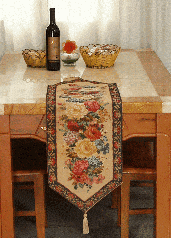 Tache Colorful Country Rustic Floral Morning Awakening Table Runner (3089B)-0