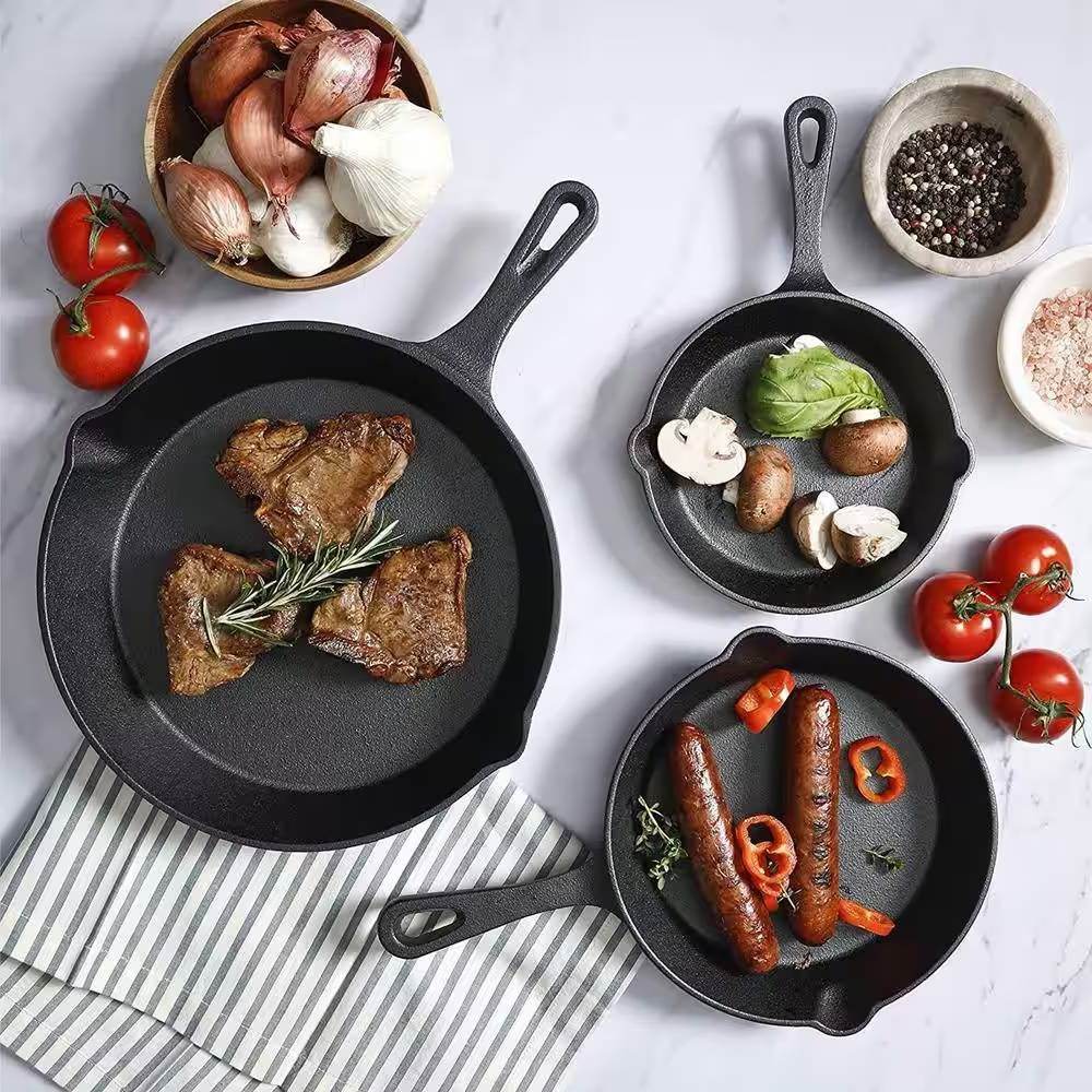 3-Piece Cast Iron Cookware Set with 8-inch 6-inch and 10-inch Skillet Frying Pan - Loft&Timber