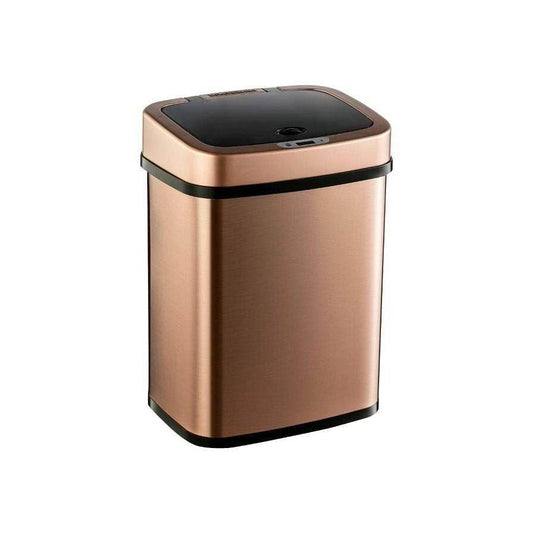 3-Gallon Motion Sensor Touchless Stainless Steel Trash Can in Copper Gold Finish - Loft&Timber