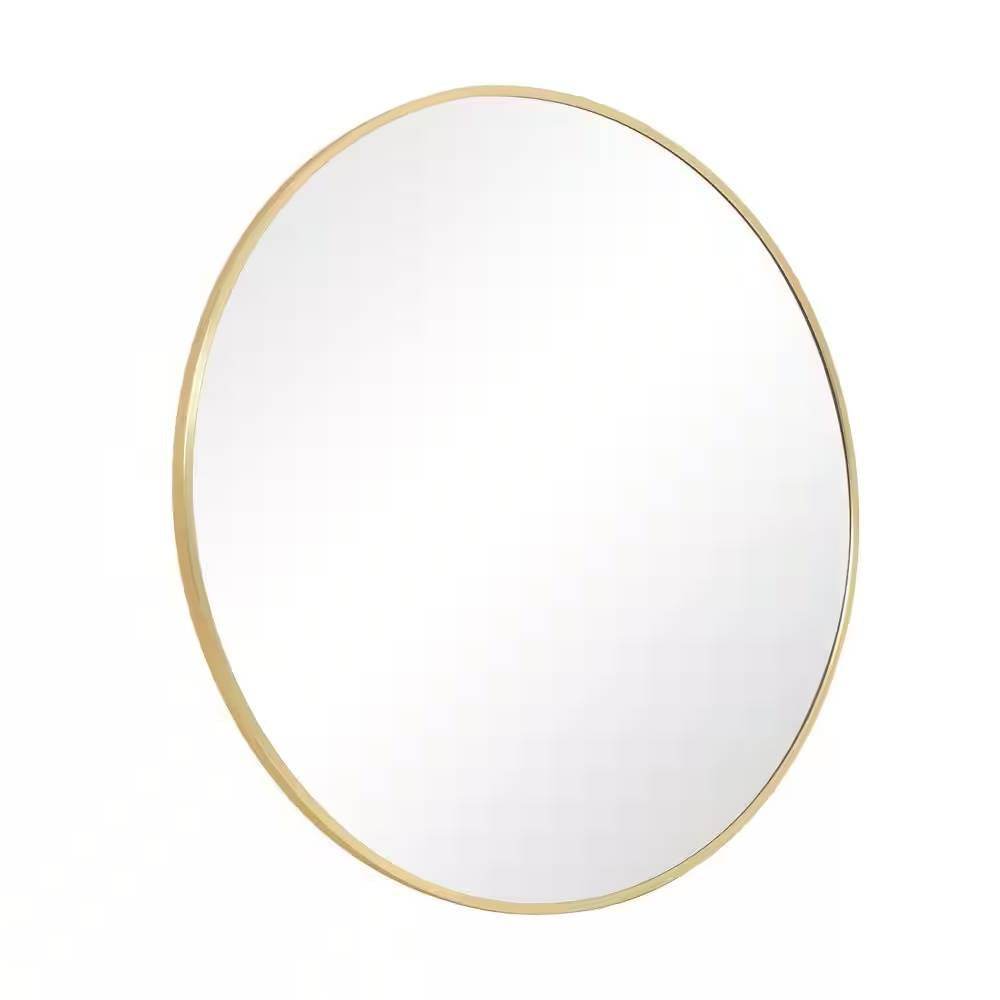 Round 30-inch Circular Bathroom Wall Mirror with Gold Frame - Loft&Timber