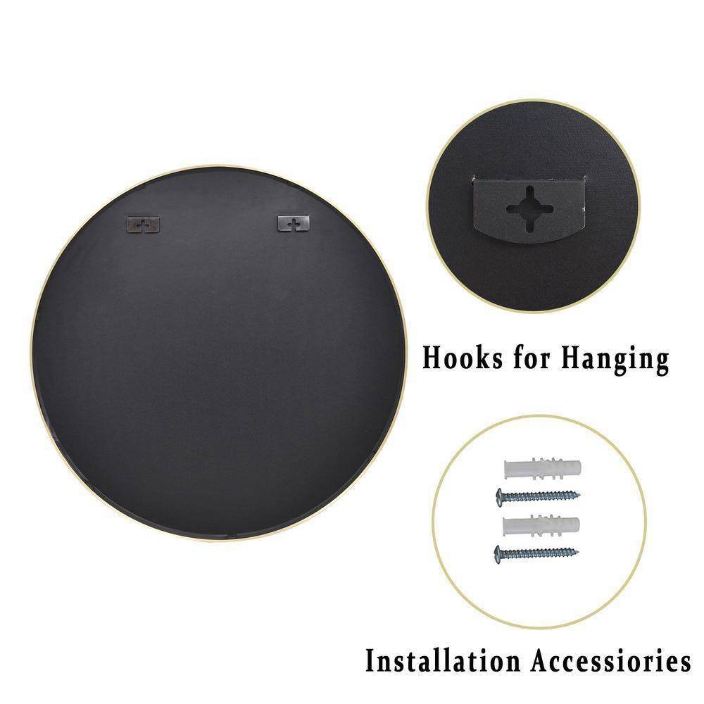 Round 30-inch Circular Bathroom Wall Mirror with Gold Frame - Loft&Timber