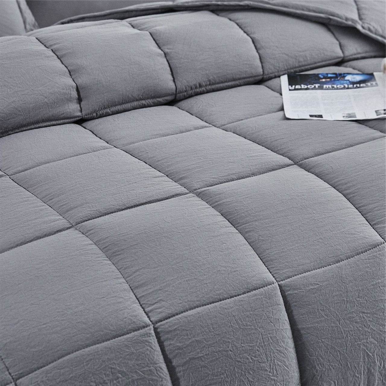 Queen Size Grey 3 Piece Microfiber Reversible Comforter Set - Loft&Timber