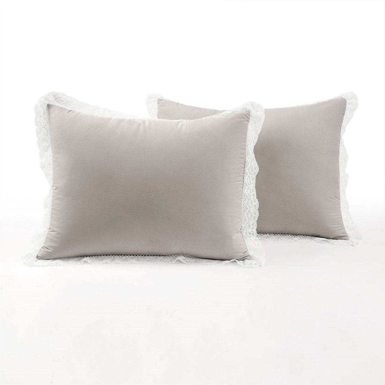 King French Country Grey 5-Piece Lightweight Comforter Set with Lace Trim - Loft&Timber