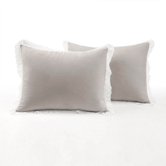 King French Country Grey 5-Piece Lightweight Comforter Set with Lace Trim - Loft&Timber