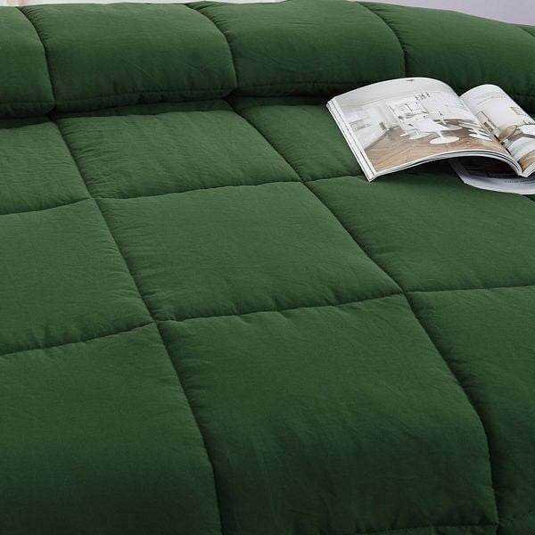 Queen Size Green 3 Piece Microfiber Reversible Comforter Set - Loft&Timber