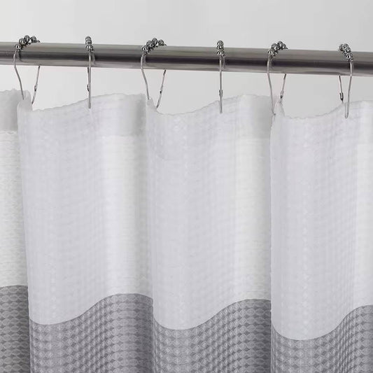 72-inch Grey White Striped Luxurious Textured Polyester Fabric Shower Curtain - Loft&Timber