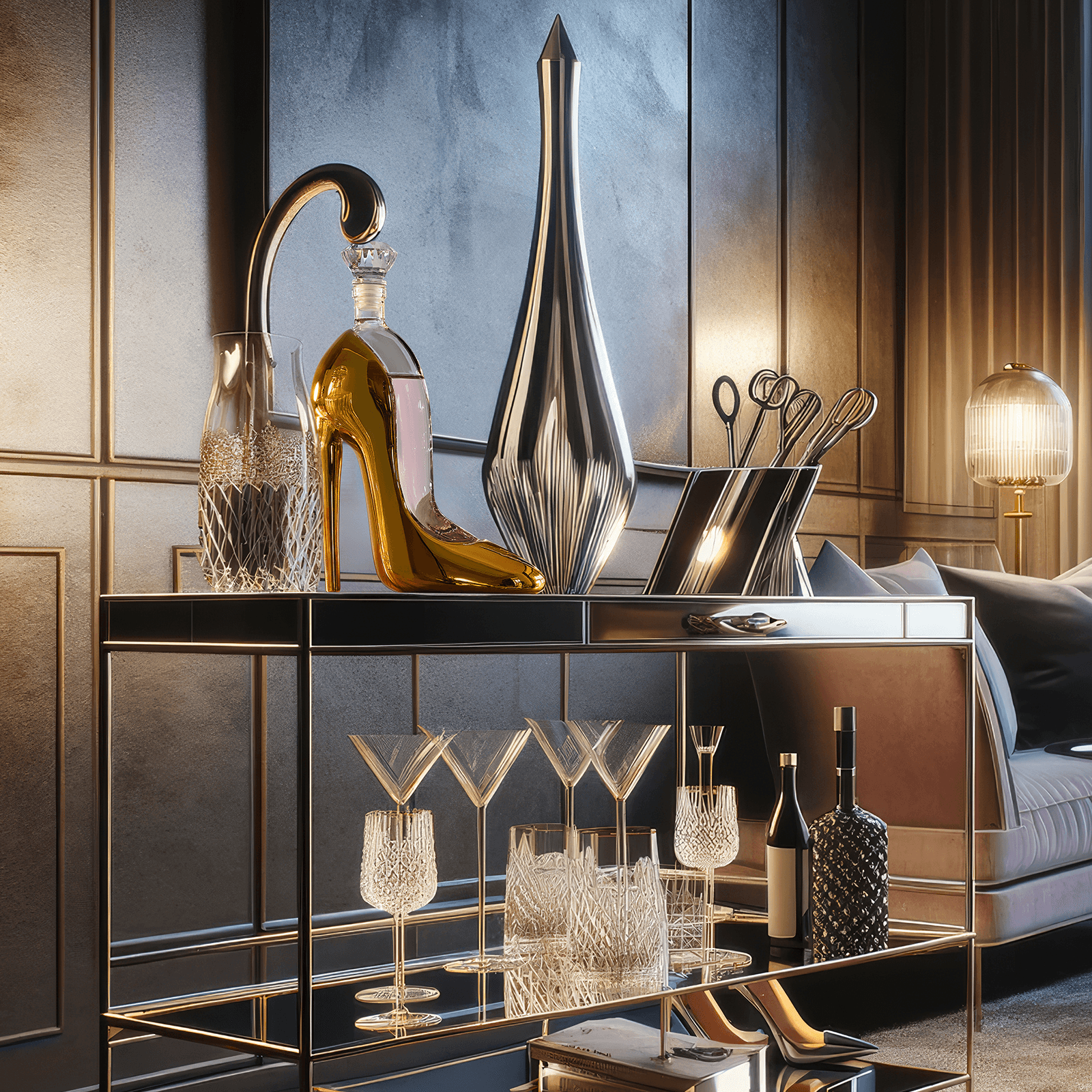 Gold Heel Stiletto High Heels Shape Decanter Whiskey and Wine Decanter with Stopper - High Heel Decanter for Wine Liquor Bourbon Tequila, Elegant Decanter Gifts for Women - Copyright Design - Loft&Timber