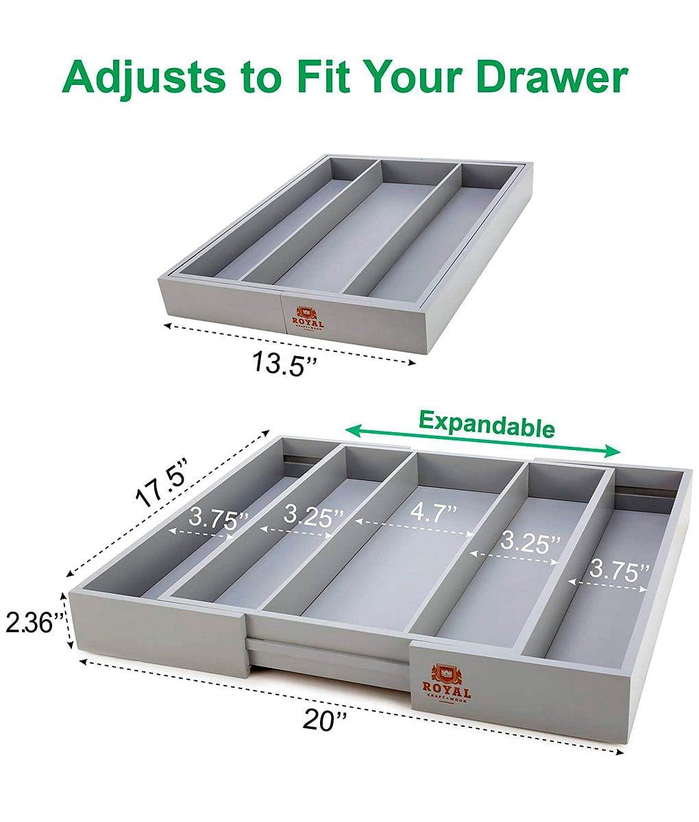 Utensil Holder Drawer Organizer Gray - Loft&Timber