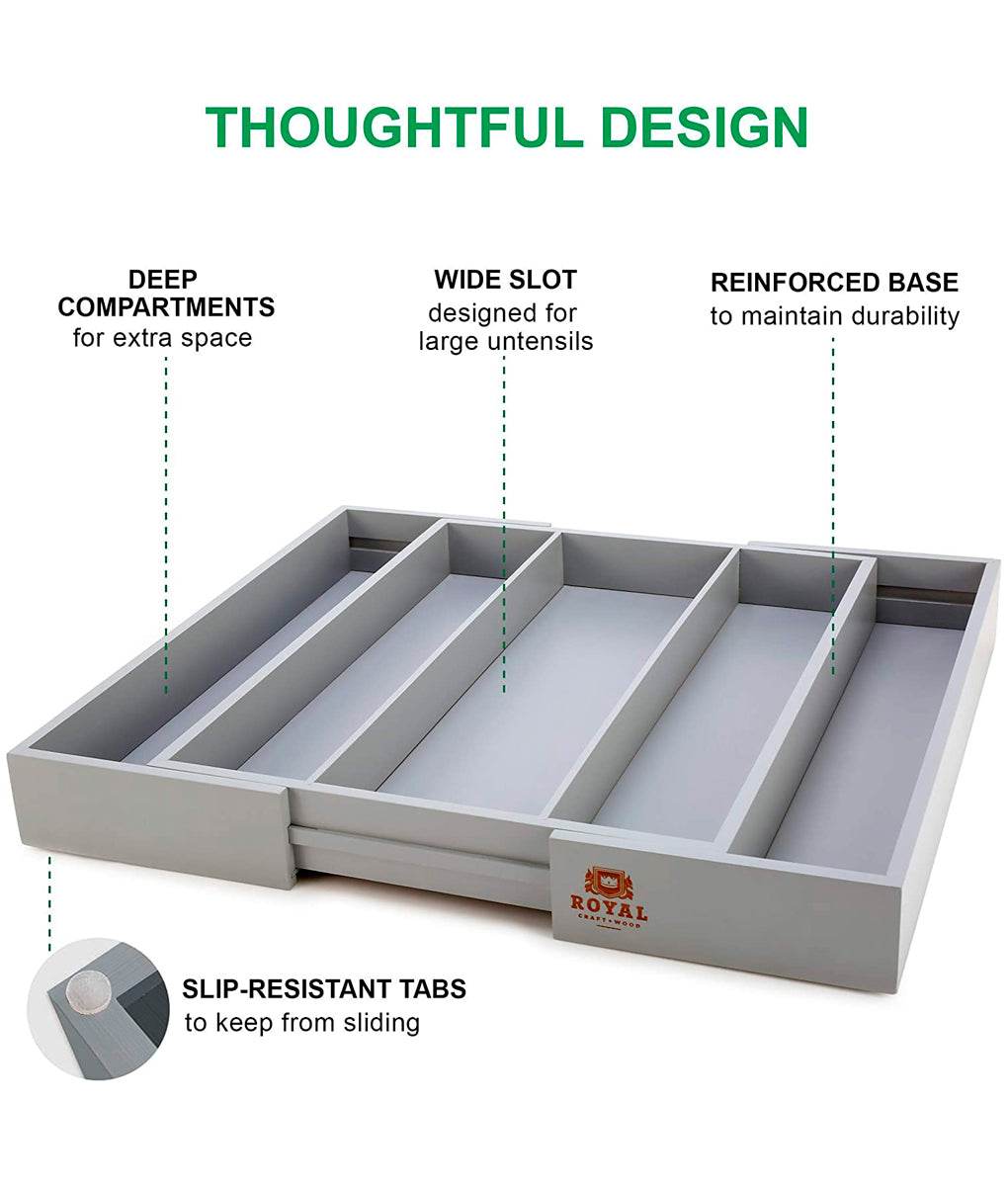 Utensil Holder Drawer Organizer Gray - Loft&Timber