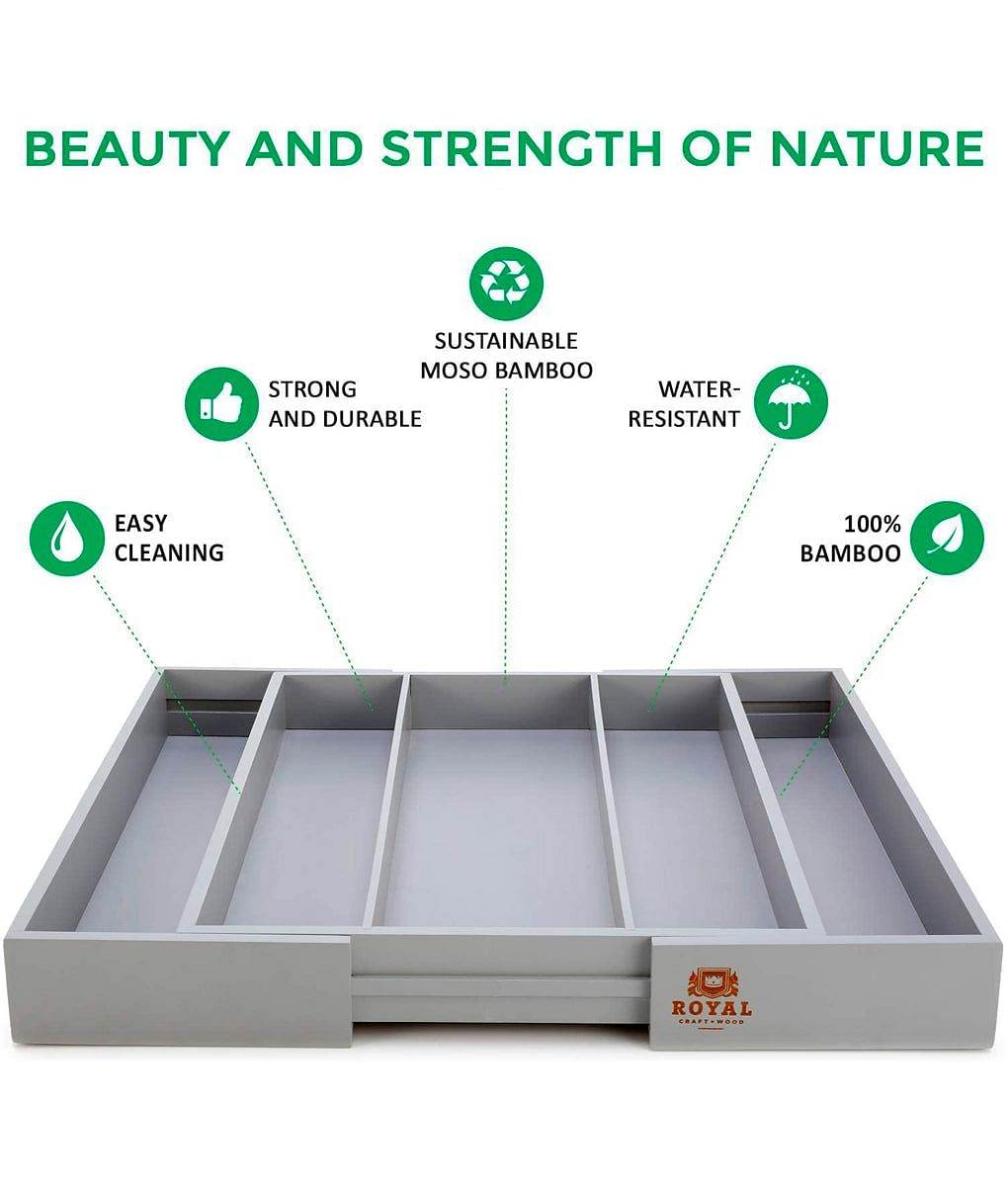 Utensil Holder Drawer Organizer Gray - Loft&Timber