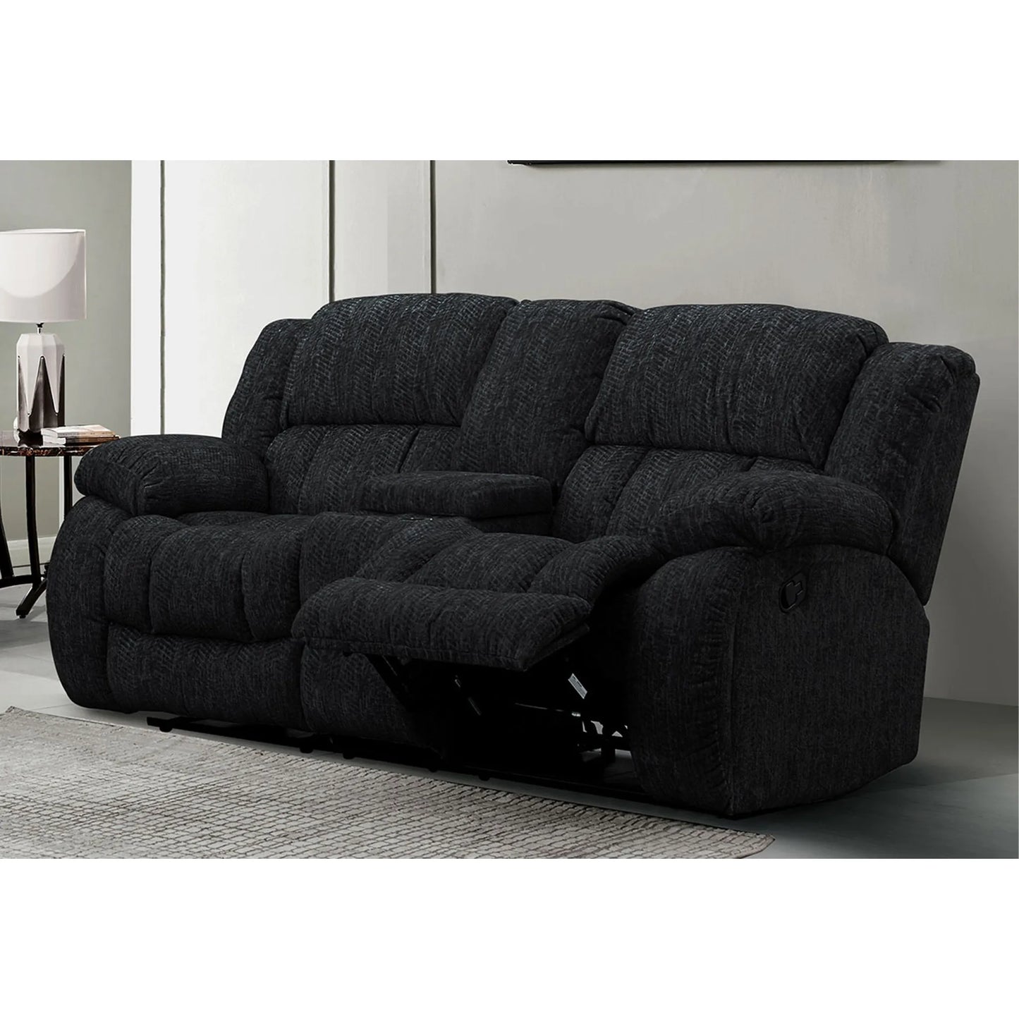 HMS 77" Black Manual Reclining Loveseat - Loft&Timber