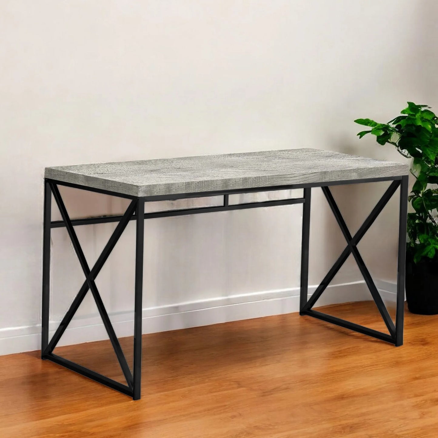 HMS 24" Gray and Black Solid Wood Computer Desk - Loft&Timber