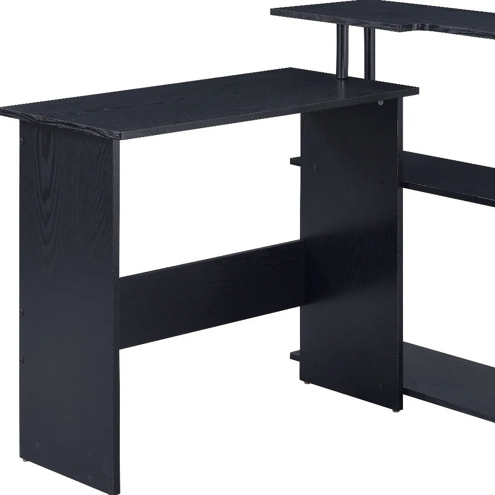 HMS 39" Black L-Shaped Wooden Desk - Loft&Timber