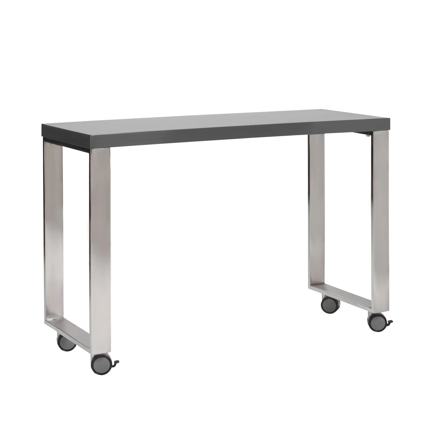 HMS 39" Gray and Silver Wood and Stainless Steel Rolling Sled Writing Desk - Loft&Timber