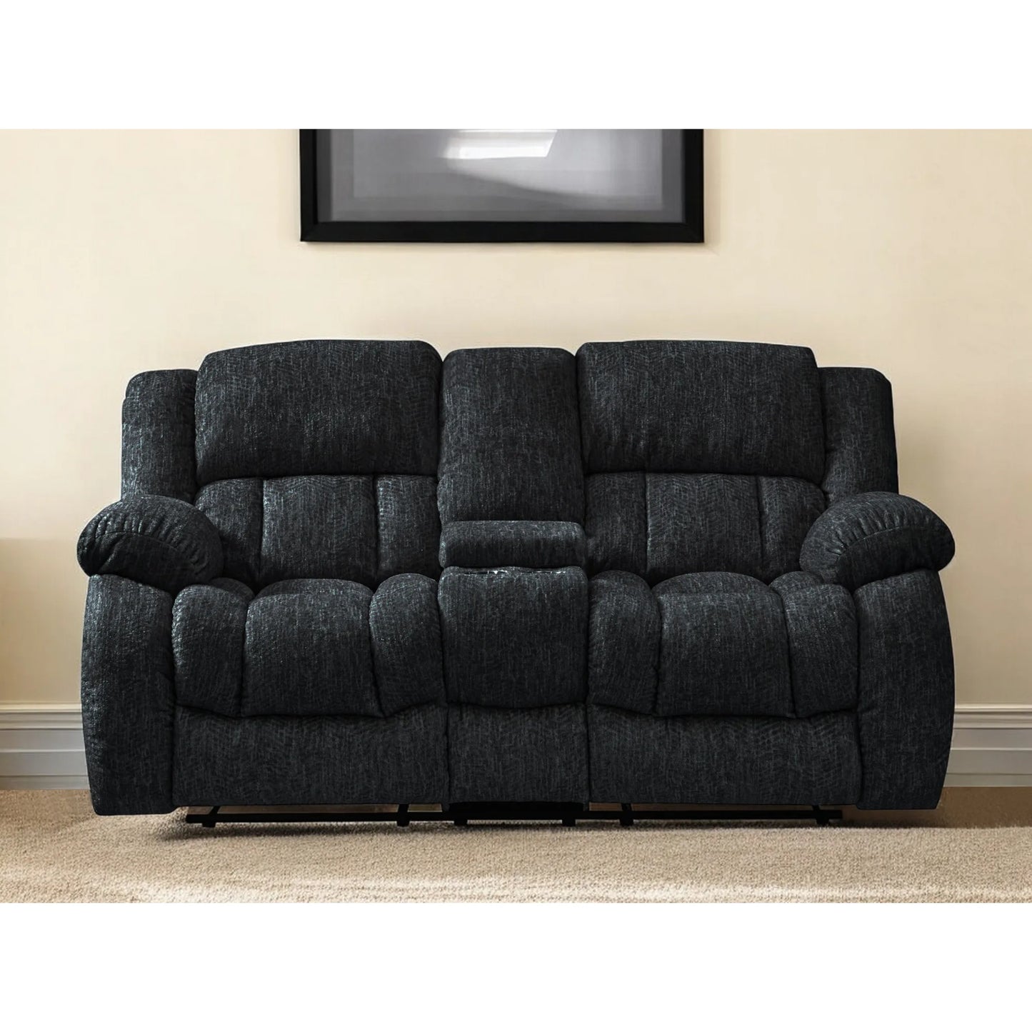 HMS 77" Black Manual Reclining Loveseat - Loft&Timber
