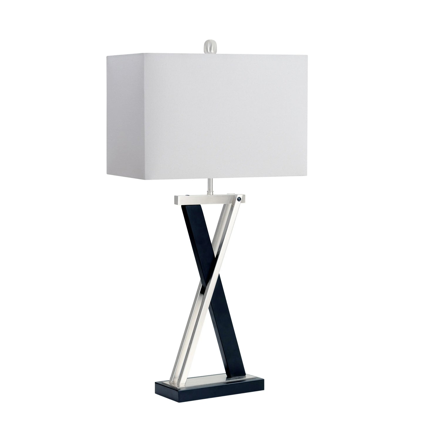 HMS Set of Two 29" Nordic Design Black Metal LED Table Lamps with White Shade - Loft&Timber