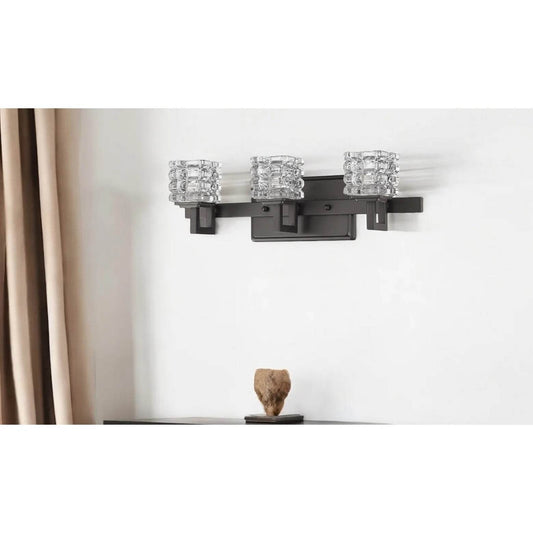 HMS Coralie 3-Light Modern Oil-Rubbed Bronze Sconce Warm White Pressed Crystal Shades Europe Decorative Wall Lamps for Recessed - Loft&Timber