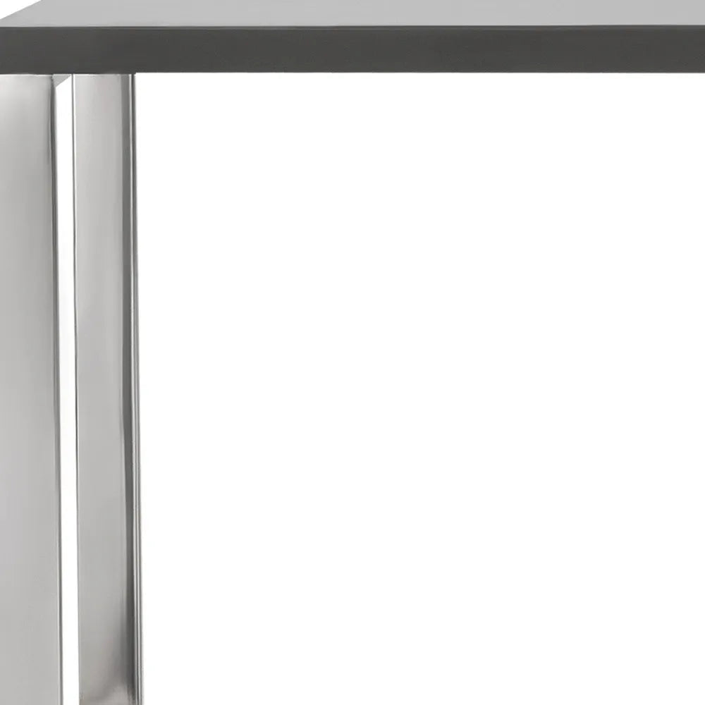 HMS 47" Gray and Silver Wood and Stainless Steel Sled Computer Desk - Loft&Timber