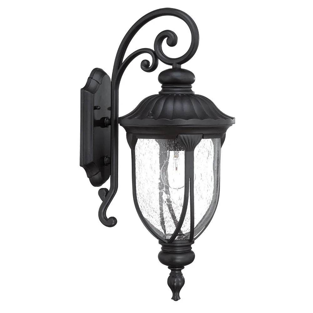 HMS XL Matte Black Cast Aluminum Glass Lantern Wall Sconce Premium Wall Lamps - Loft&Timber