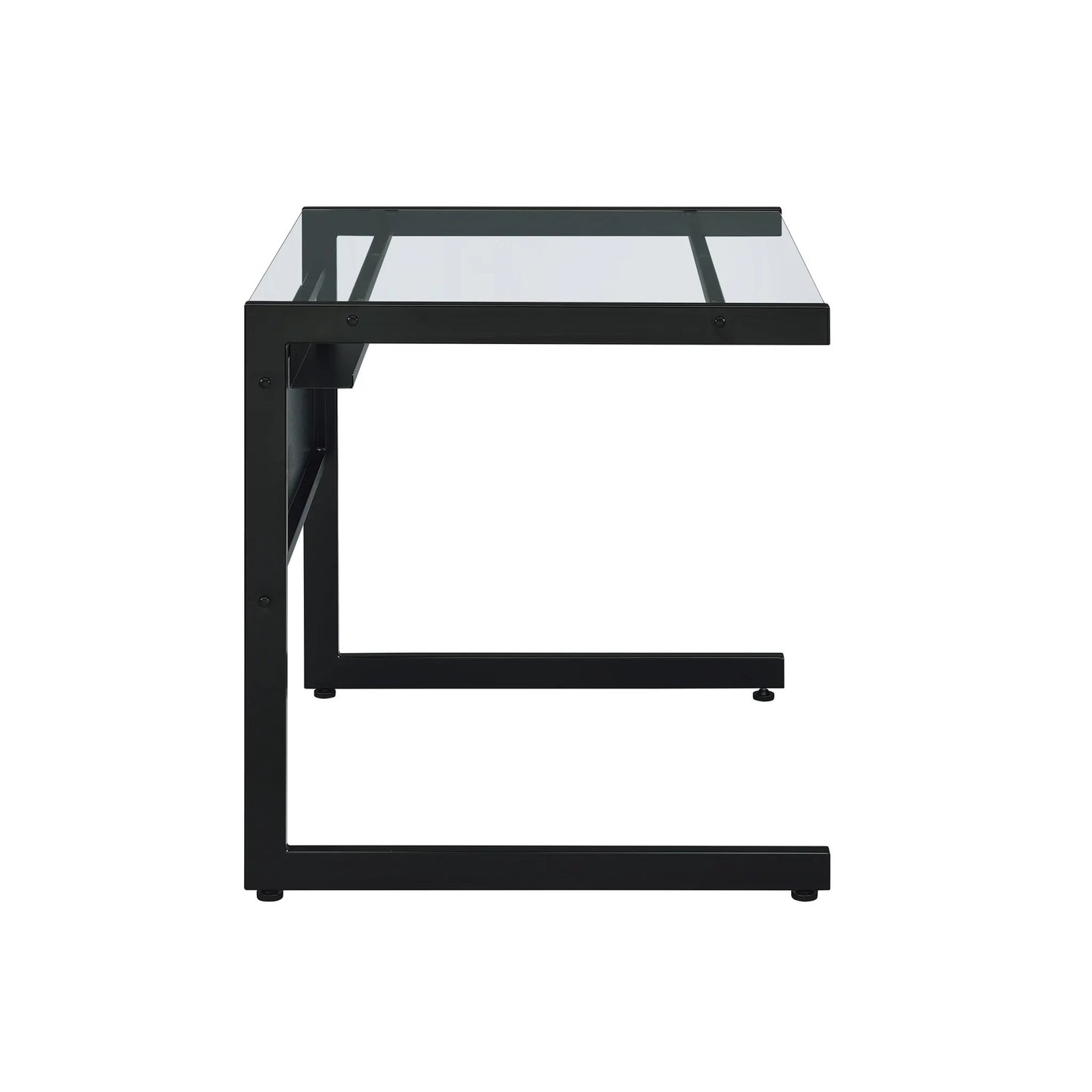 HMS 33" Clear and Black Glass Computer Desk with Stainless Steel Writing Surface - Loft&Timber