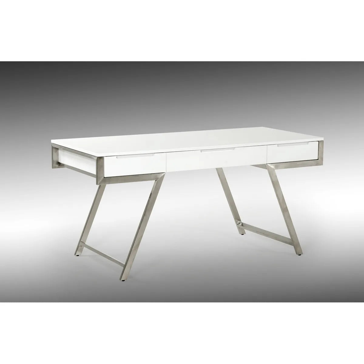 HMS 63" Modern White and Silver Melamine Desk - Loft&Timber