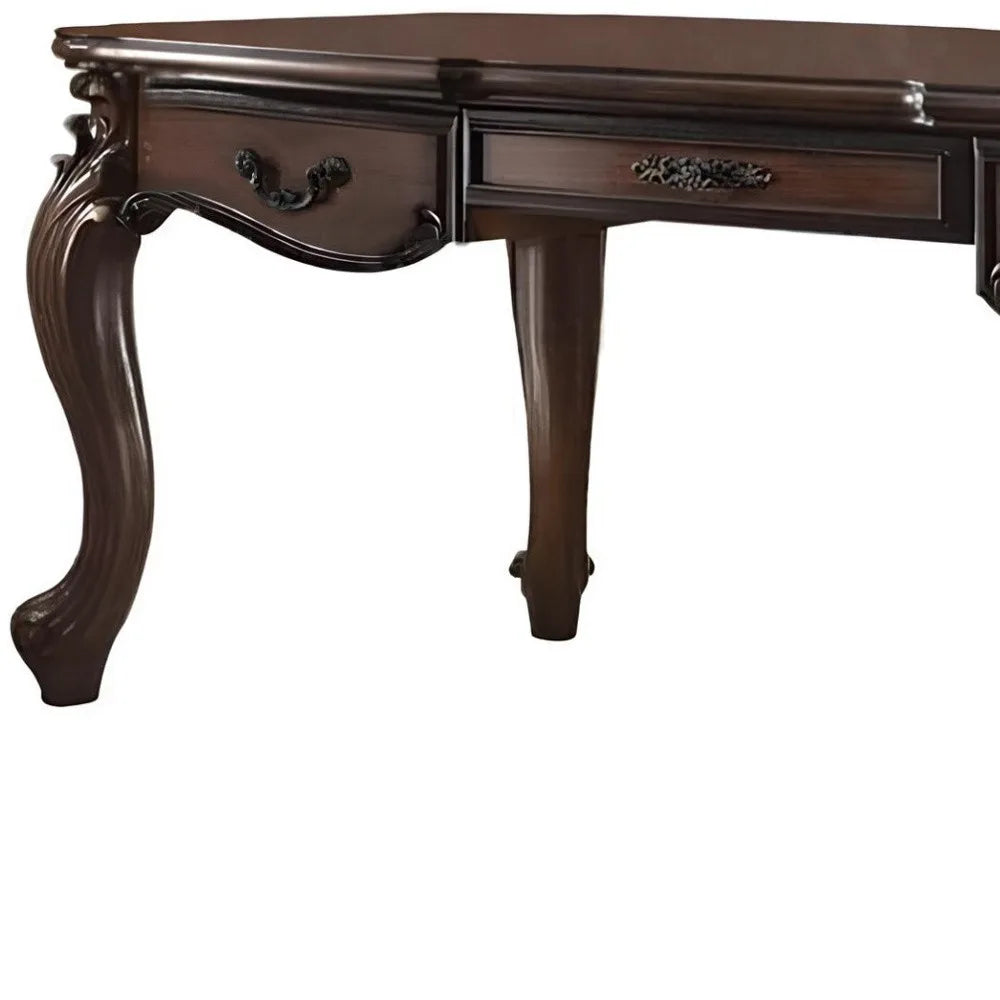 HMS 72" Traditional Executive Desk in Dark Brown Wood Sit-Stand Desk with Three Drawers - Loft&Timber