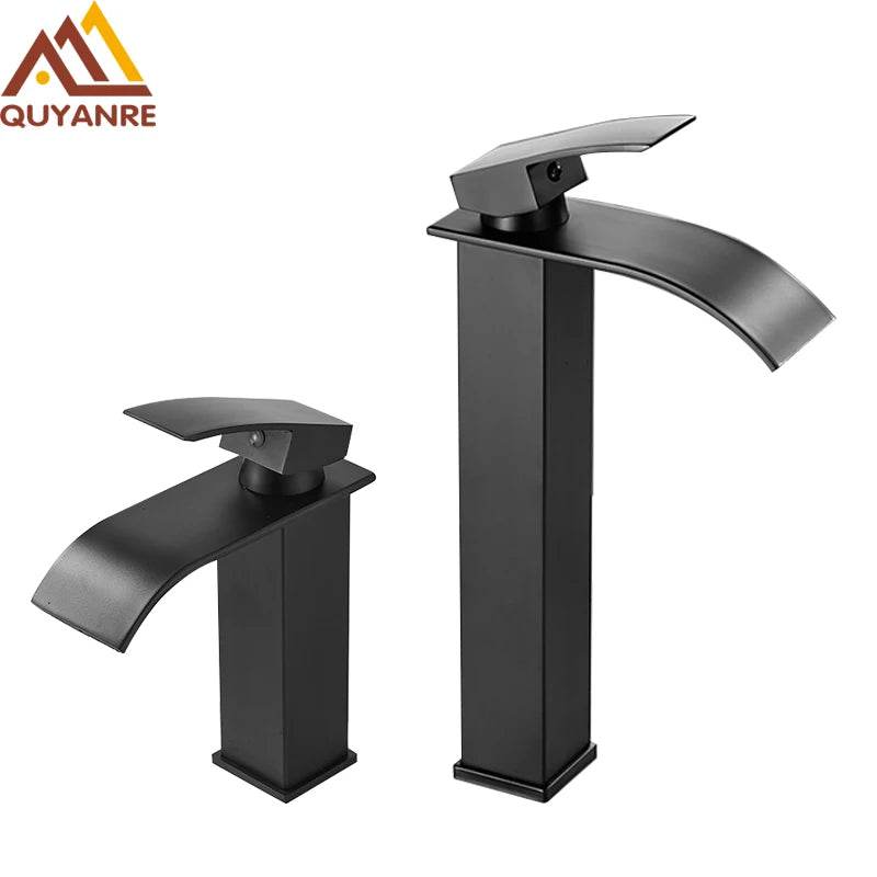 Quyanre Matte Black Waterfall Basin Faucet - Loft&Timber
