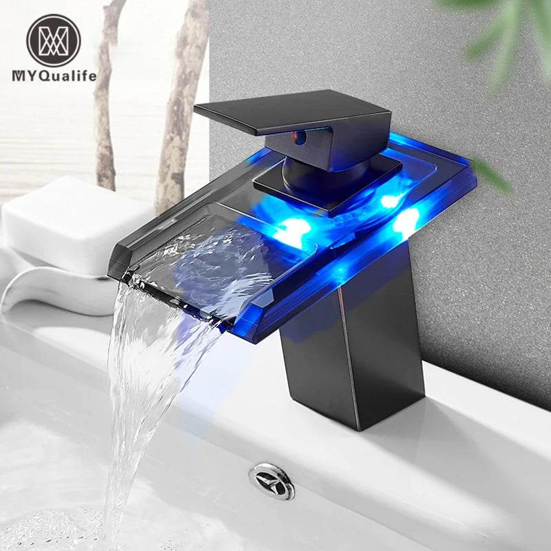 Luxury LED Color Changing Waterfall Basin Sink Faucet - Loft&Timber