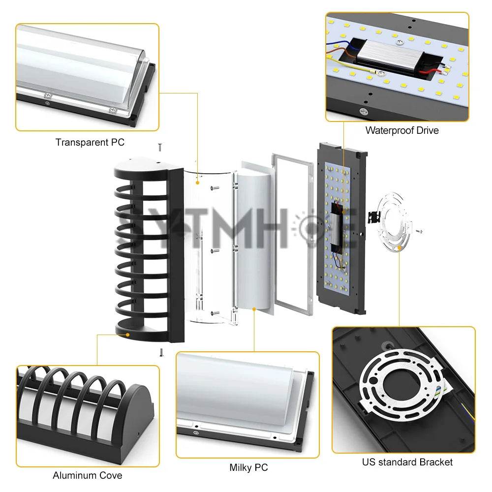 USA Stock Outdoor Wall Lights 18W 1800LM Aluminum IP65 - Loft&Timber