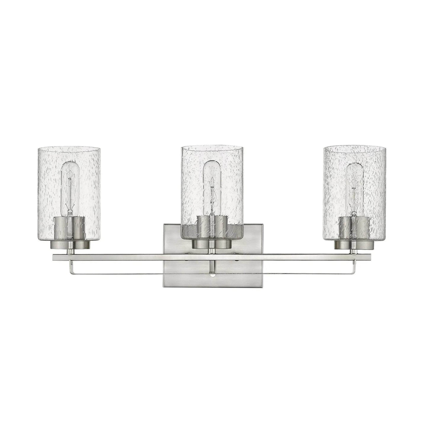 HMS Three Light Wall Sconce with Silver Metal and Textured Glass Premium Wall Lamps - Loft&Timber