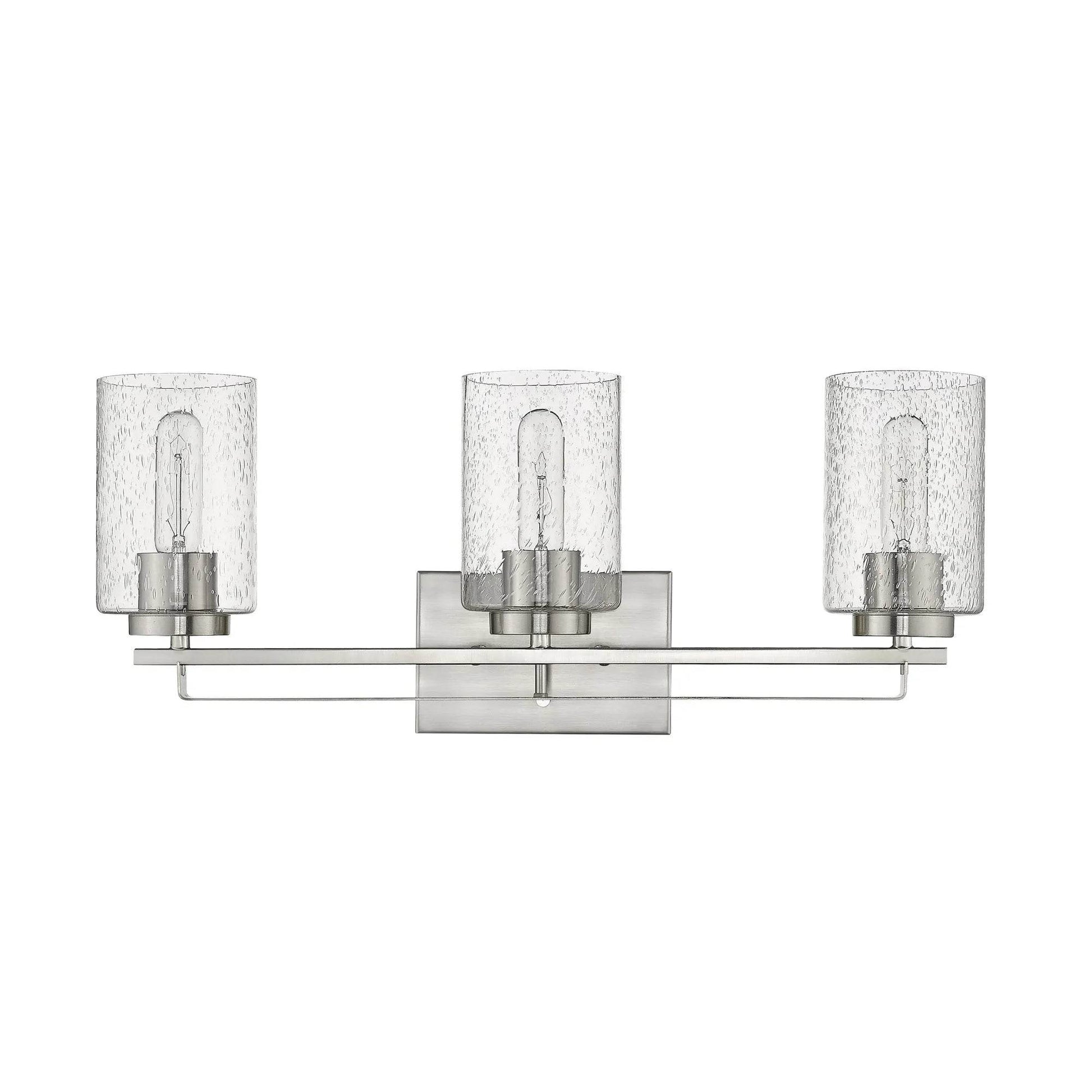 HMS Three Light Wall Sconce with Silver Metal and Textured Glass Premium Wall Lamps - Loft&Timber