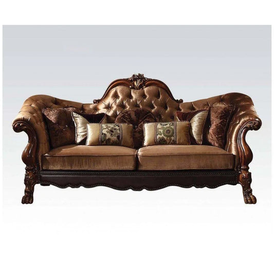 HMS 73" Steel Scrap Product Dark Brown and Brown Velvet Loveseat and Toss Pillows - Loft&Timber